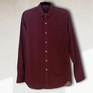J.Crew Thomson Burgundy Wrinkle Free Dress Shirt w/ Small White Polka Dots Small